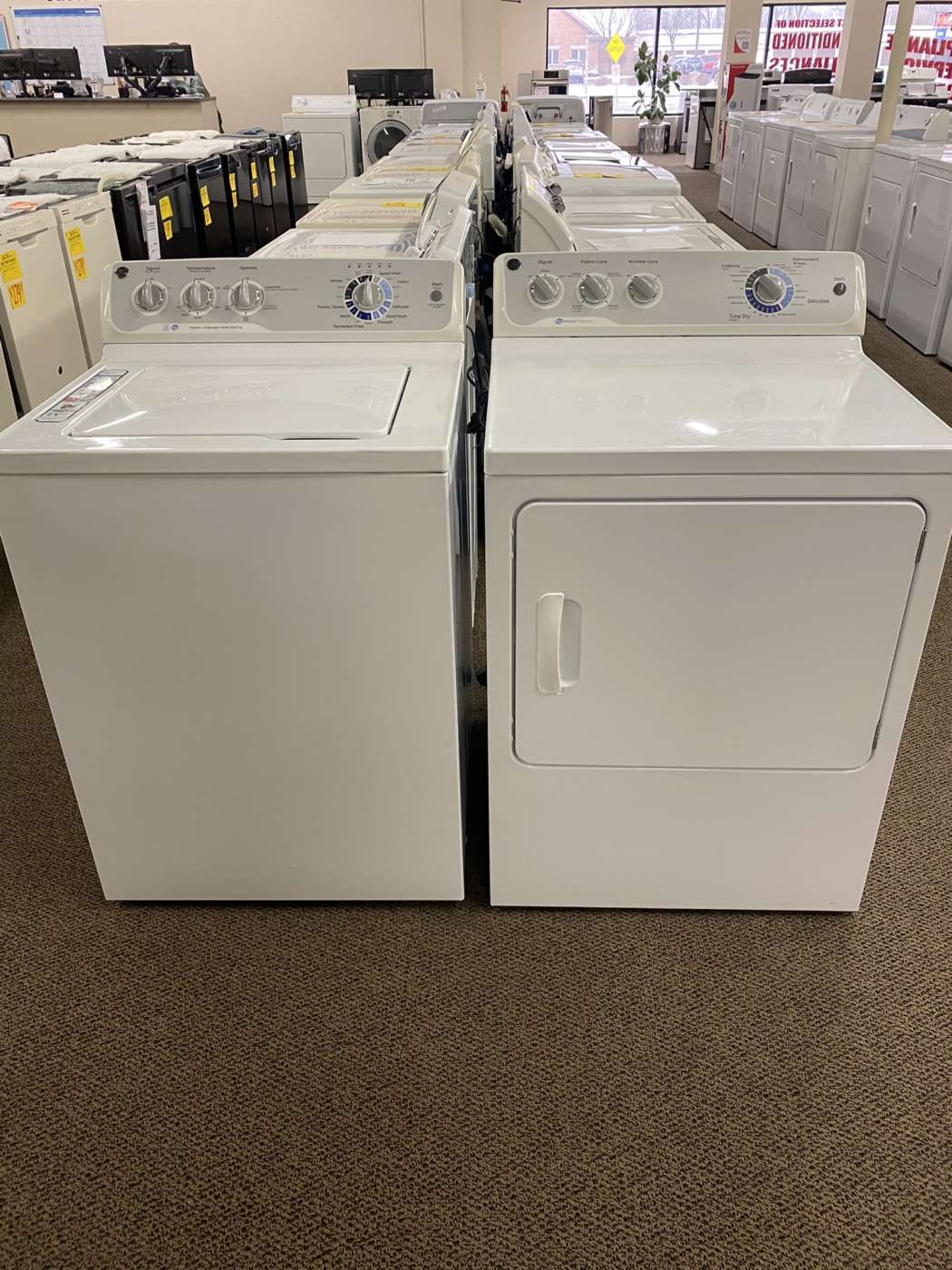 Reconditioned G/E 3.8 Cu. Ft. Top-Load H/E Washer & 7.0 Cu. Ft. Electric Dryer – White
