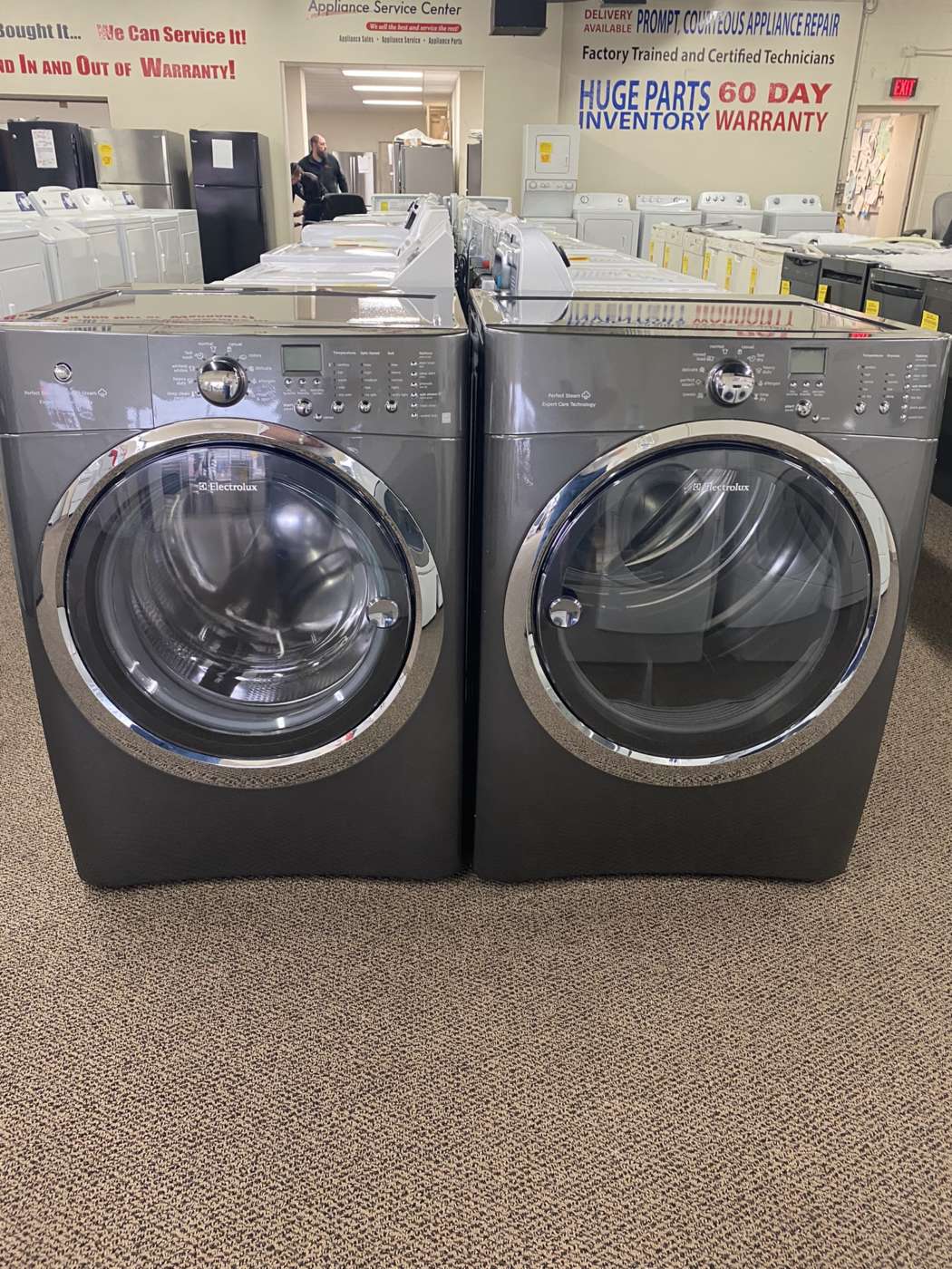 Used On Consignment ELECTROLUX 4.3 Cu Ft. H/E Front-Load Washer & 8.0 Cu. Ft. Electric Dryer – Titanium